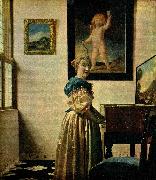 Jan Vermeer damen vid spinetten oil